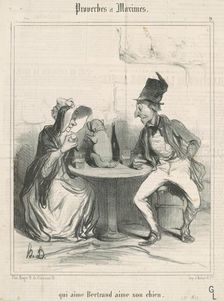 Qui aime Bertrand aime son chien, 19th century. Creator: Honore Daumier