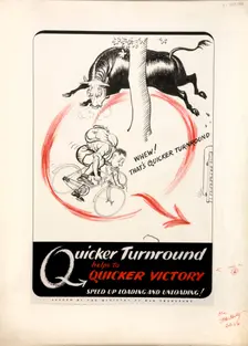 Quicker turnround helps to quicker victory. Speed up,,, WWII poster, between 1939 and 1946. Creators: Central Office of Information, Unknown