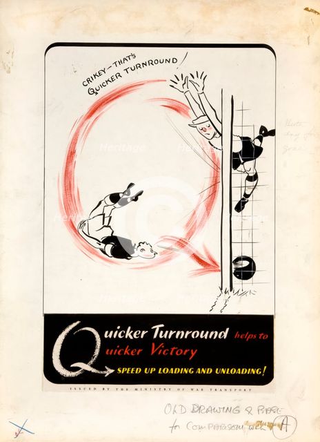 'Quicker turnround helps to quicker victory. Speed up,,,', WWII poster, between 1939 and 1946. Creators: Central Office of Information, Unknown.