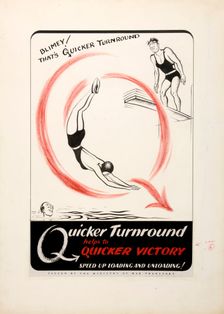 Quicker turnround helps to quicker victory. Speed up,,, WWII poster, between 1939 and 1946. Creators: Central Office of Information, Unknown