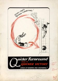 Quicker turnround helps to quicker victory. Speed up,,, WWII poster, between 1939 and 1946. Creators: Central Office of Information, Unknown