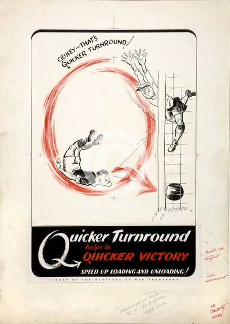 'Quicker turnround helps to quicker victory. Speed up,,,', WWII poster, between 1939 and 1946. Creators: Central Office of Information, Unknown.