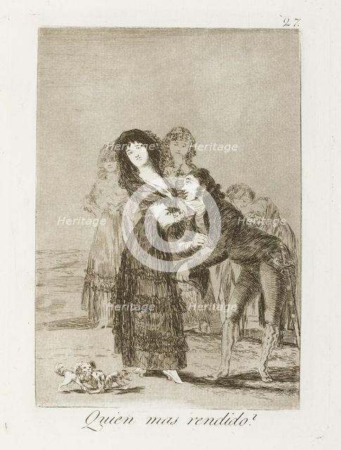 Quien mas rendido?; Los Caprichos, pl.27, 1799. Creator: Francisco Goya.