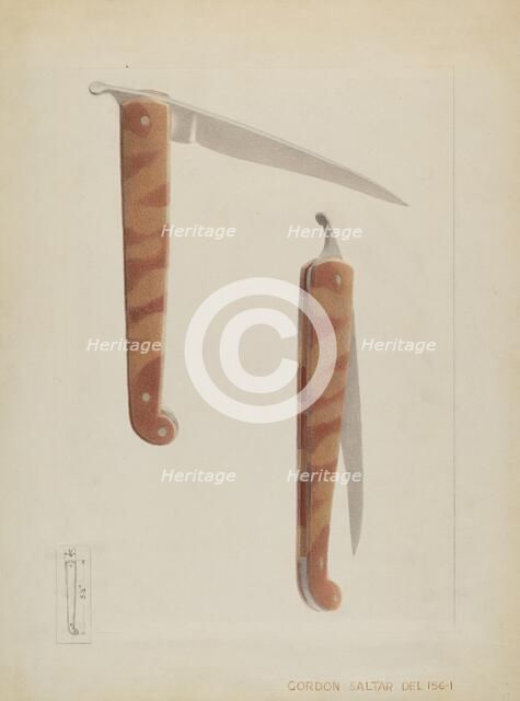 Quill Sharpener Knife, c. 1936. Creator: Gordon Saltar.