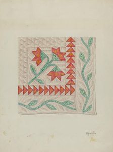 Quilt (Corner Section), c. 1940. Creator: Cornelius Christoffels