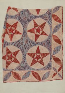Quilt Applique, 1935/1942. Creator: Mildred E Bent