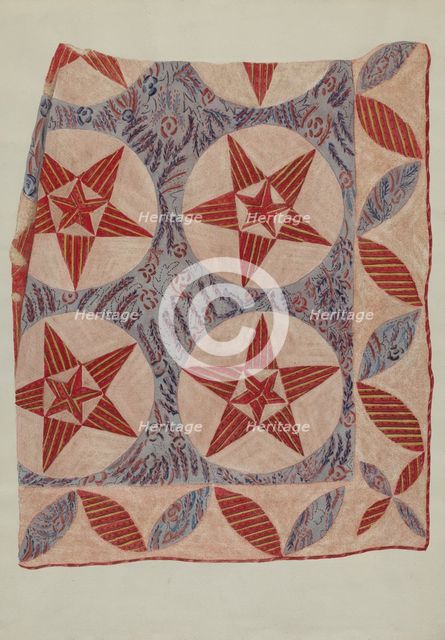 Quilt Applique, 1935/1942. Creator: Mildred E Bent.