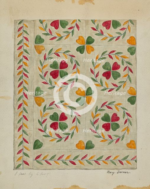 Quilt (Applique), c. 1936. Creator: Mary Berner.