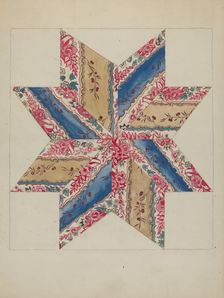 Quilt Applique (Stars), 1935/1942. Creator: Unknown