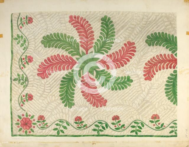 Quilt Applique Pattern, c. 1939. Creator: Maud M Holme.