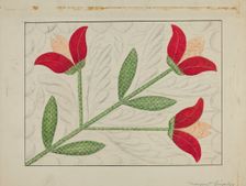 Quilt - Appliqued in Bellflower Design, c. 1937. Creator: Margaret Linsley