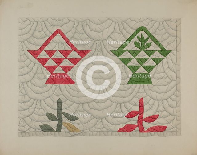 Quilt - Basket Design, c. 1937. Creator: Edward White.