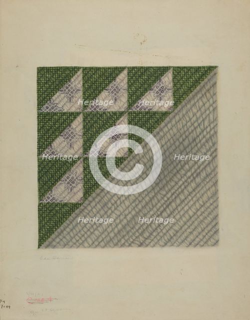 Quilt Block, 1935/1942. Creator: Ada Barnes.