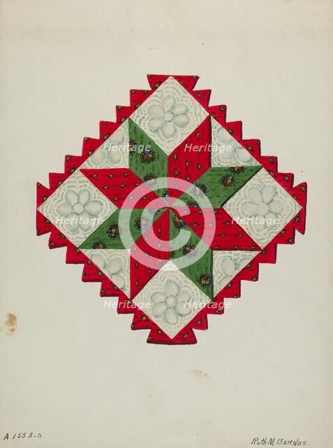 Quilt Block, c. 1936. Creator: Ruth M Barnes.