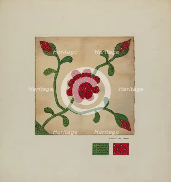 Quilt Block, c. 1937. Creator: Charlotte Angus.