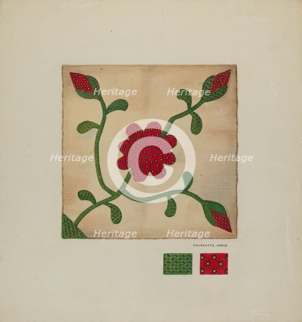 Quilt Block, c. 1937. Creator: Charlotte Angus.