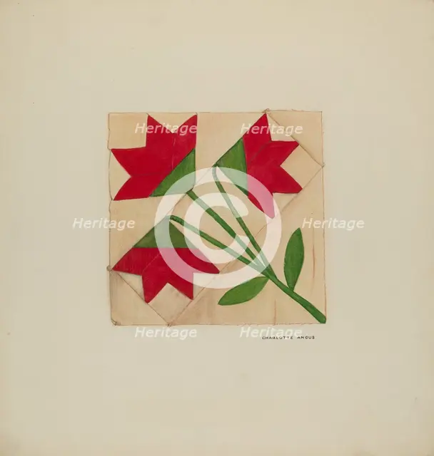 Quilt Block Pattern, c. 1937. Creator: Charlotte Angus.