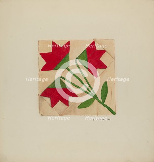 Quilt Block Pattern, c. 1937. Creator: Charlotte Angus.