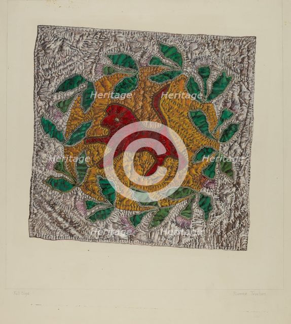 Quilt Block "Red Lion", 1935/1942. Creator: Florence Truelson.