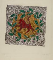Quilt Block "Red Lion", 1935/1942. Creator: Florence Truelson