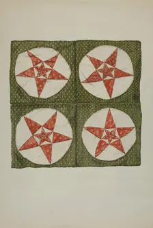 Quilt Blocks - Applique Star, 1935/1942. Creator: Unknown