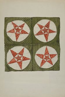 Quilt Blocks - Applique Star, 1935/1942. Creator: Unknown