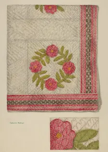 Quilt - Garden Wreath, c. 1939. Creator: Katherine Hastings