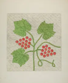 Quilt - Grape Pattern, c. 1939. Creator: Cora Parker