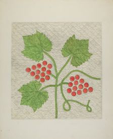Quilt - Grape Pattern, c. 1939. Creator: Cora Parker