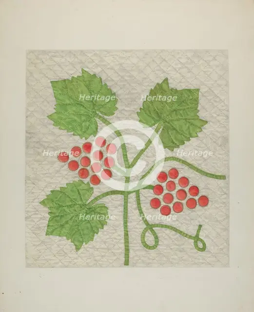 Quilt - Grape Pattern, c. 1939. Creator: Cora Parker.