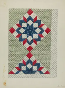 Quilt - "Double Star", c. 1940. Creator: Edith Towner