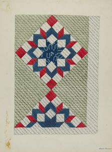 Quilt - "Double Star", c. 1940. Creator: Edith Towner