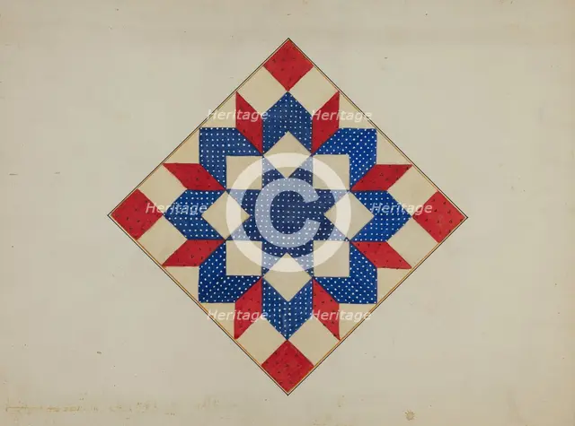 Quilt - "Double Star", c. 1940. Creator: Edith Towner.