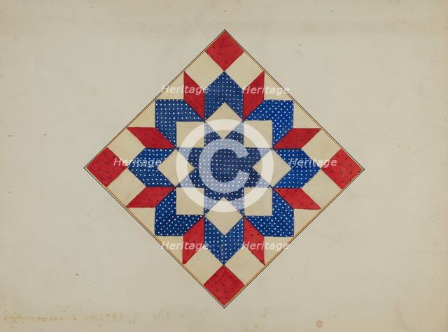 Quilt - "Double Star", c. 1940. Creator: Edith Towner.