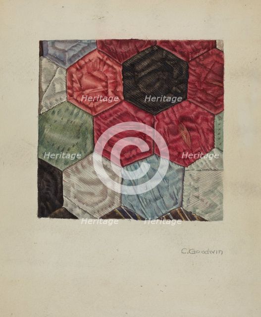 Quilt (detail) - "Honeycomb Pattern", c. 1937. Creator: Mrs. Goodwin.