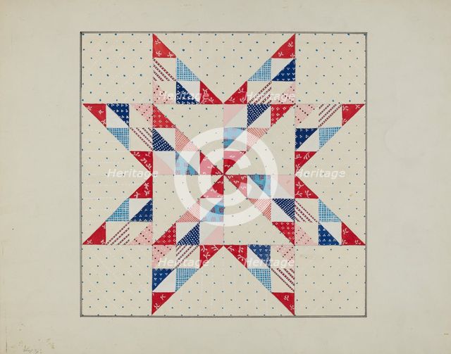 Quilt - "Eastern Star", c. 1940. Creator: Margaret Linsley.