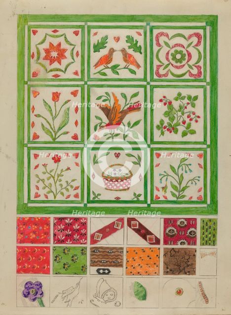 Quilt for Bedspread, 1935/1942. Creator: Edith Magnette.