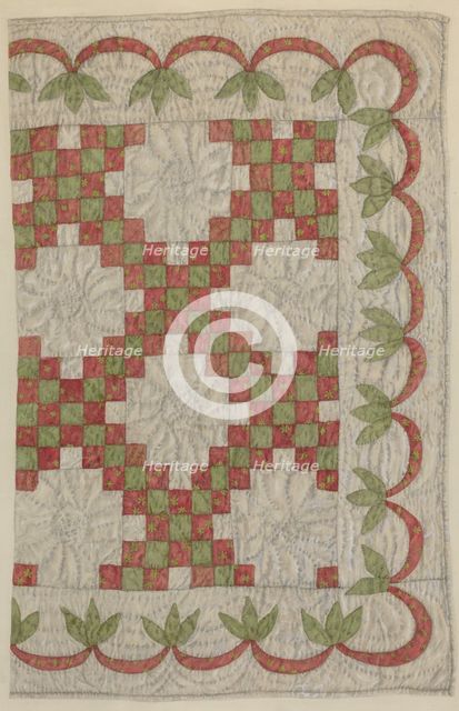 Quilt for Doll's Bed, c. 1940. Creator: Stella Mosher.