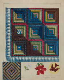 Quilt - Log Cabin Pattern, c. 1936. Creator: Magnus S. Fossum