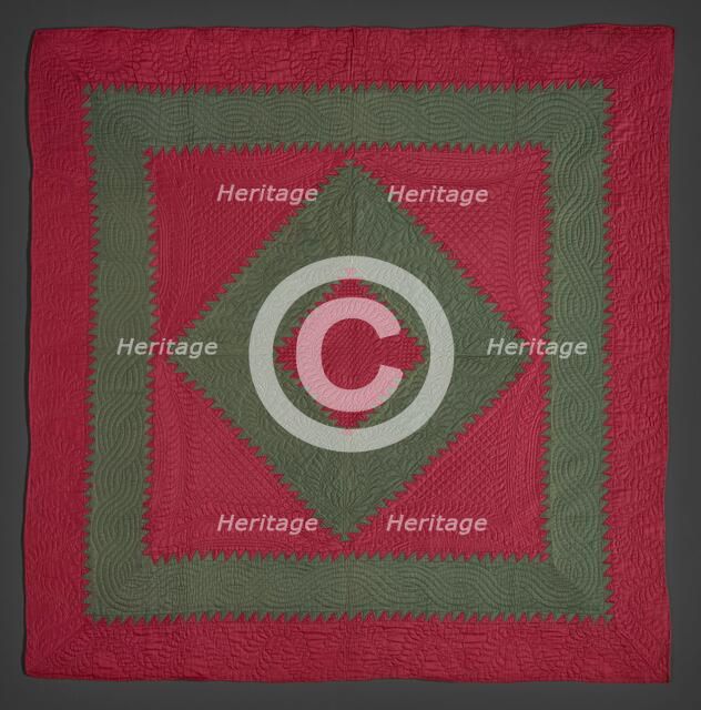 Quilt (Sawtooth Diamond In Square), about 1910. Creator: Unknown.