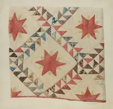 Quilt (Star and Triangle), 1935/1942. Creator: Henry Granet