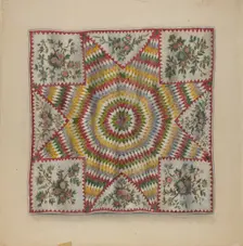 Quilt (Star of Bethlehem), 1935/1942. Creator: Charles Bowman