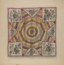 Quilt (Star of Bethlehem), 1935/1942. Creator: Charles Bowman