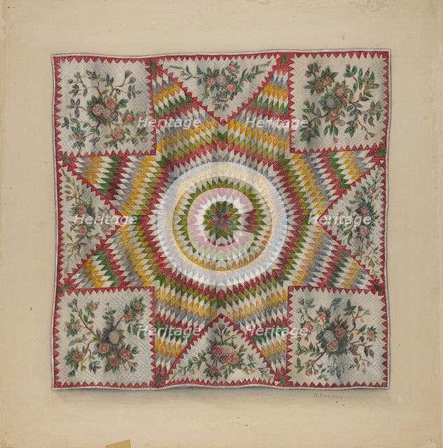 Quilt (Star of Bethlehem), 1935/1942. Creator: Charles Bowman.
