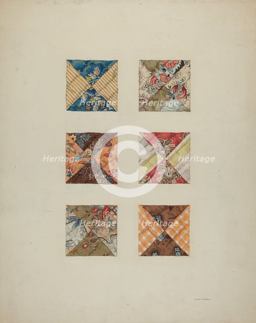 Quilt Swatches, c. 1938. Creator: John Osbold.