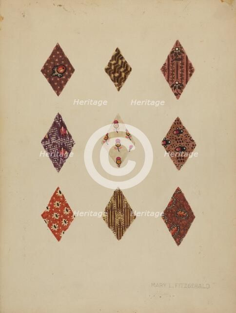 Quilt Patches, c. 1937. Creator: Mary Fitzgerald.
