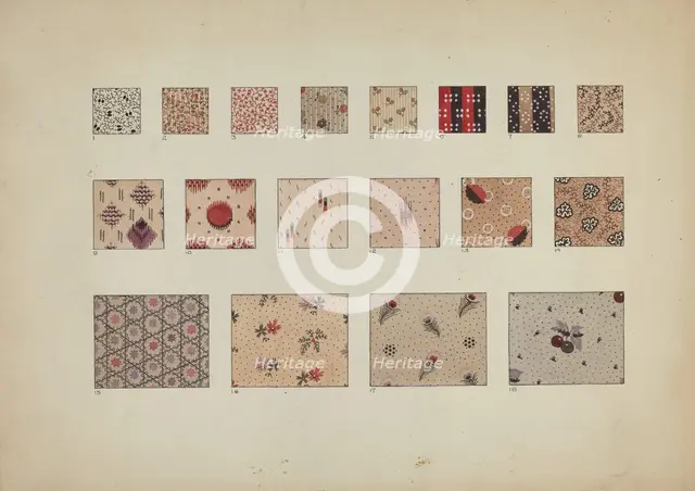 Quilt Patches, c. 1937. Creator: Millia Davenport.