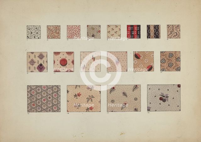 Quilt Patches, c. 1937. Creator: Millia Davenport.
