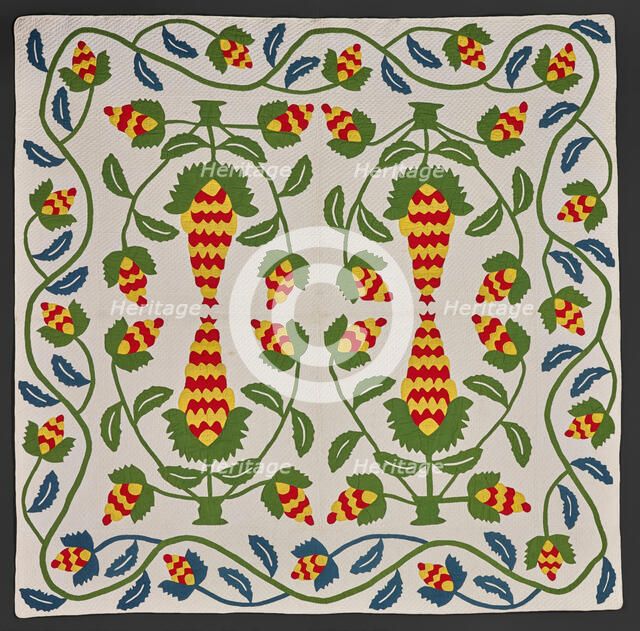 Quilt (Pineapple), about 1850. Creator: Unknown.