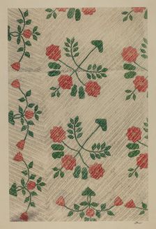 Quilt - Rose Design, 1938. Creator: Ralph Atkinson